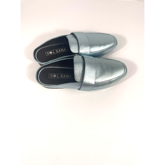 Sol Sana Shoes - Sol Sana Renold Slide Shoes Women's Size 36 Blue Metallic Leather Loafers New